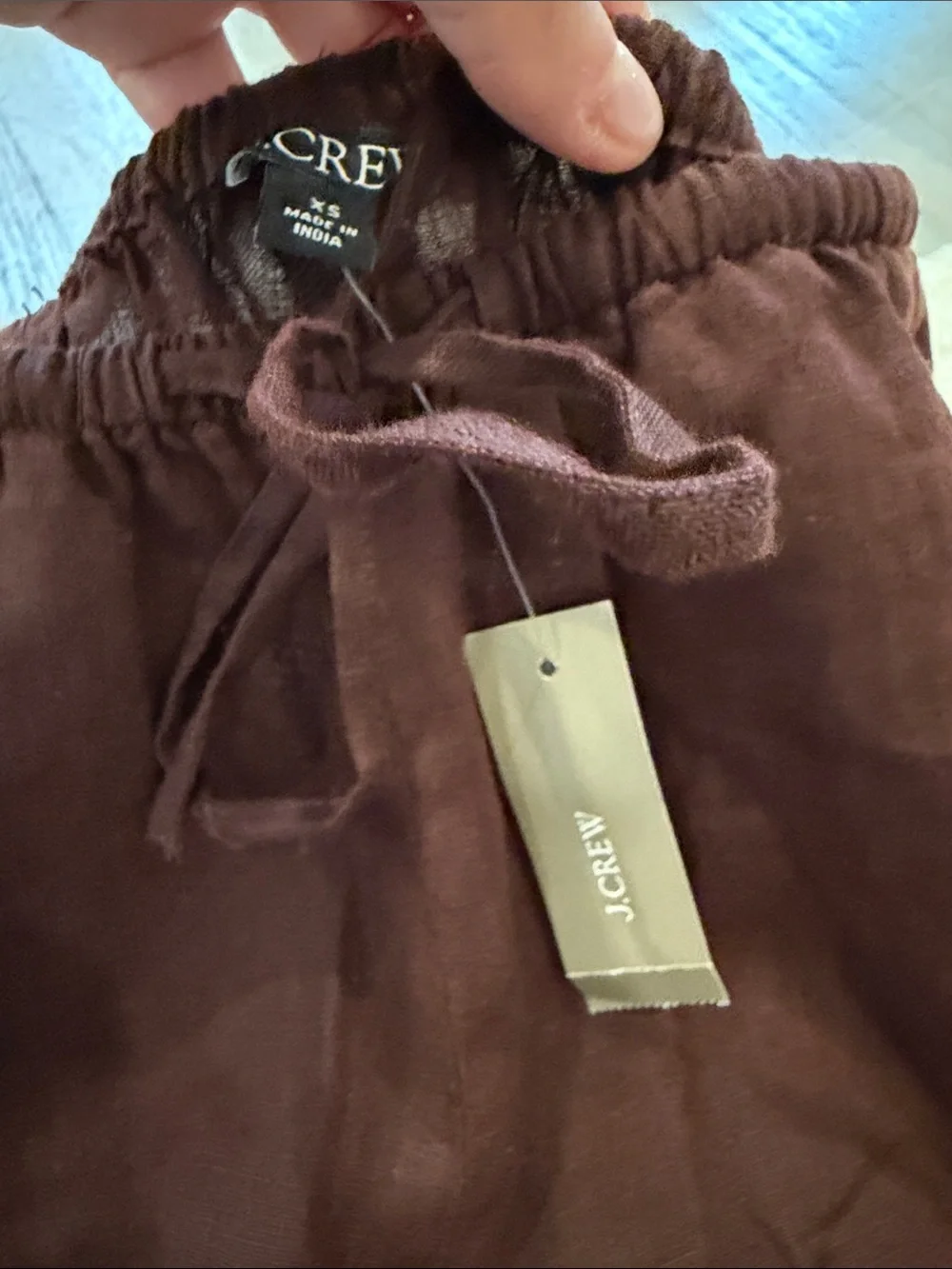 Women's Cosmo Dark Brown Linen-Blend Drawstring Bermuda Shorts
